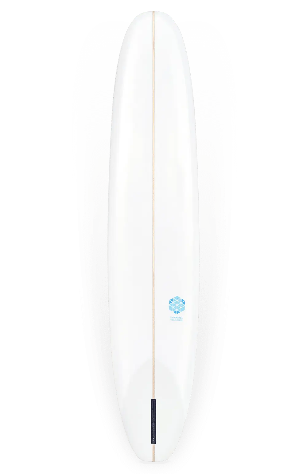 Shapers-Club- Une planche de surf élégante CI LOG 9'6 x 23 x 3"1/8, dotée d'une corde en bois légère au centre et d'un logo bleu compact près du milieu, combine un design élégant avec d'excellentes dimensions pour une expérience de surf exceptionnelle. -surfshop-surfboard