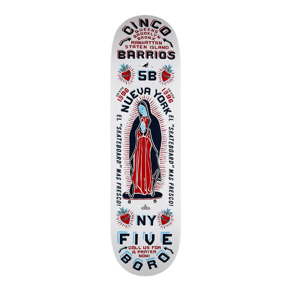5Boro - Decks skate - Cinco Barrios blanc V7 distribution