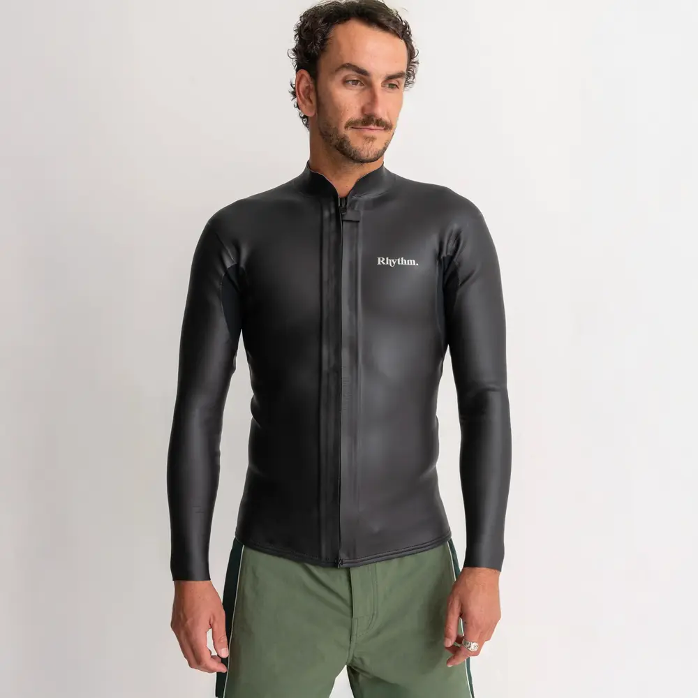 Rhythm - Top néoprène homme - Classic veste retro front zip noir Surfshop - Shapers Club House