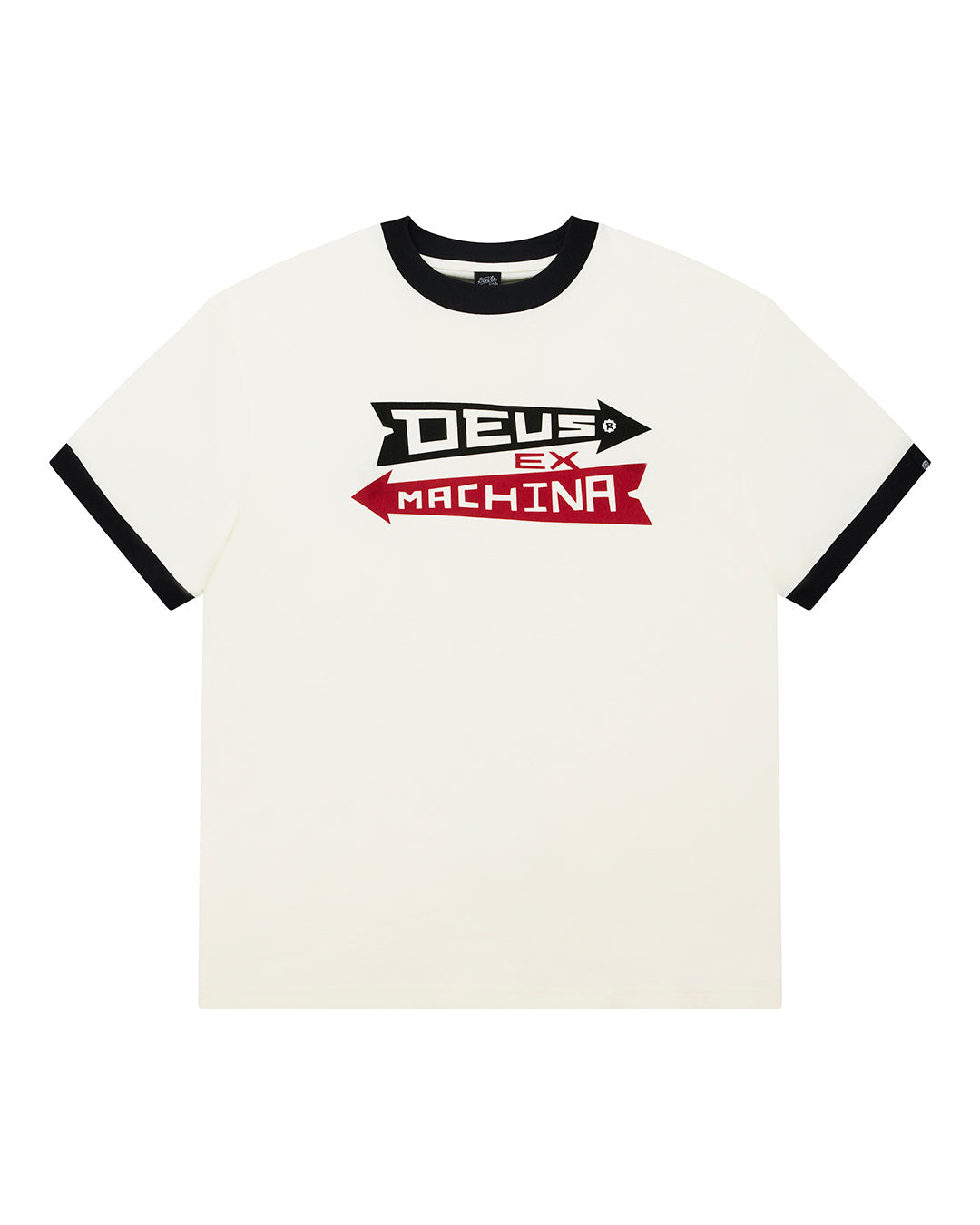 Deus Ex Machina Arrows Ringer Tee Pristine White – vue à plat