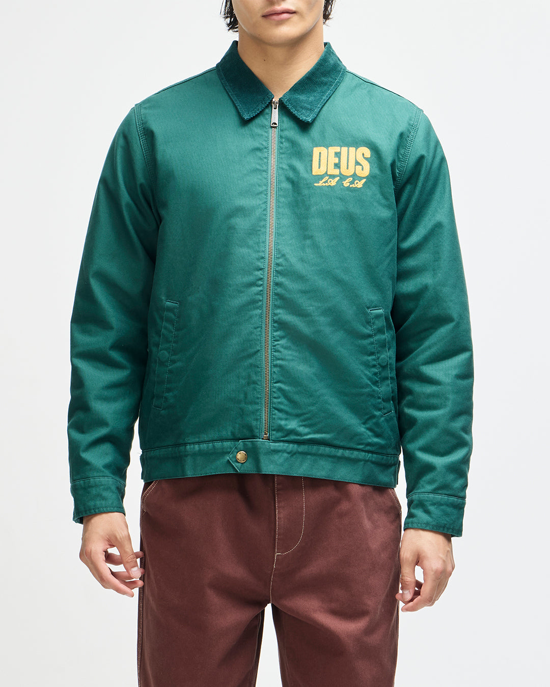 Veste Cutaway vert Deus Ex Machina, coton whipcord brodé – vue 1