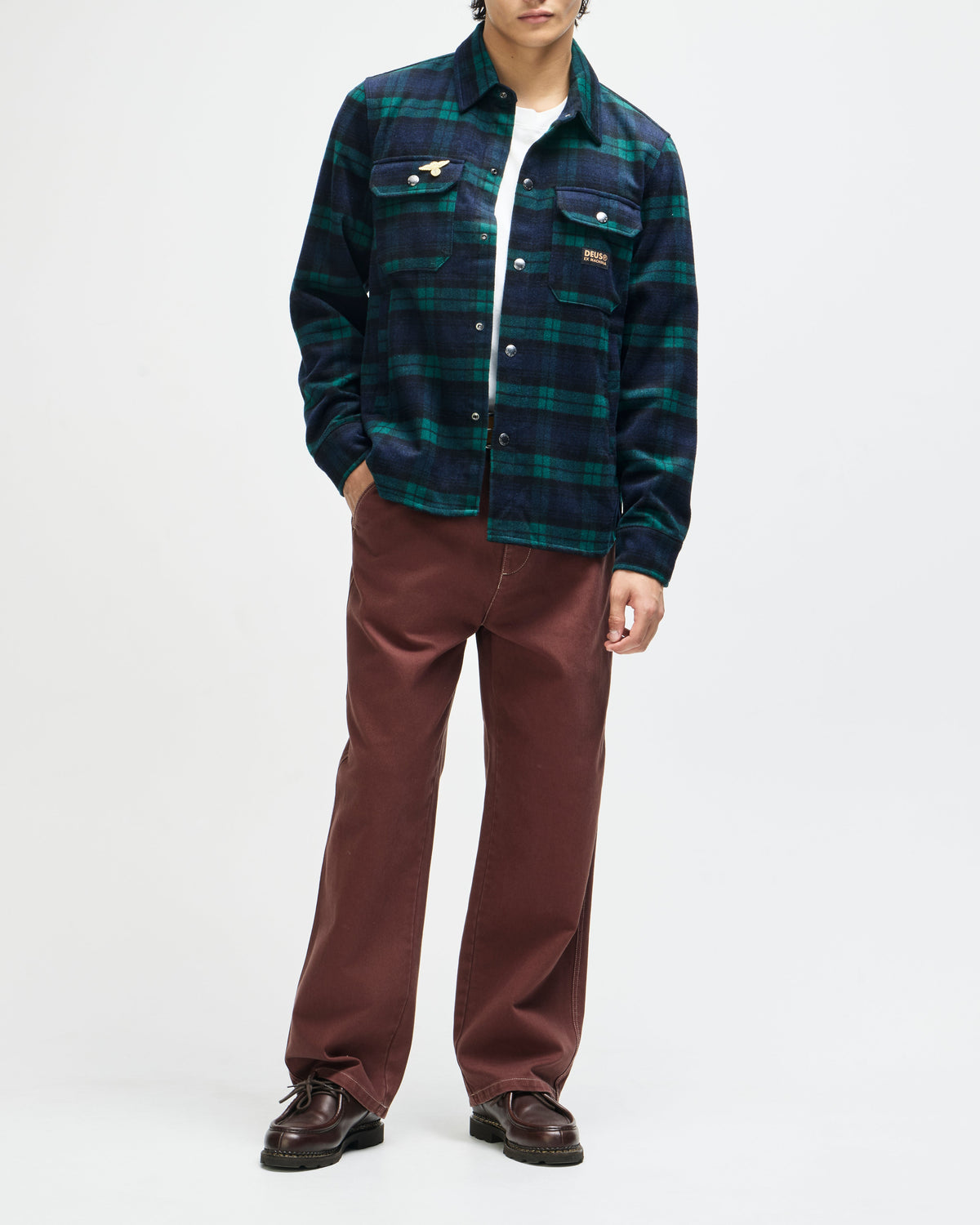 Chemise à carreaux Maxwell verte Deus Ex Machina, mélange laine – vue 6