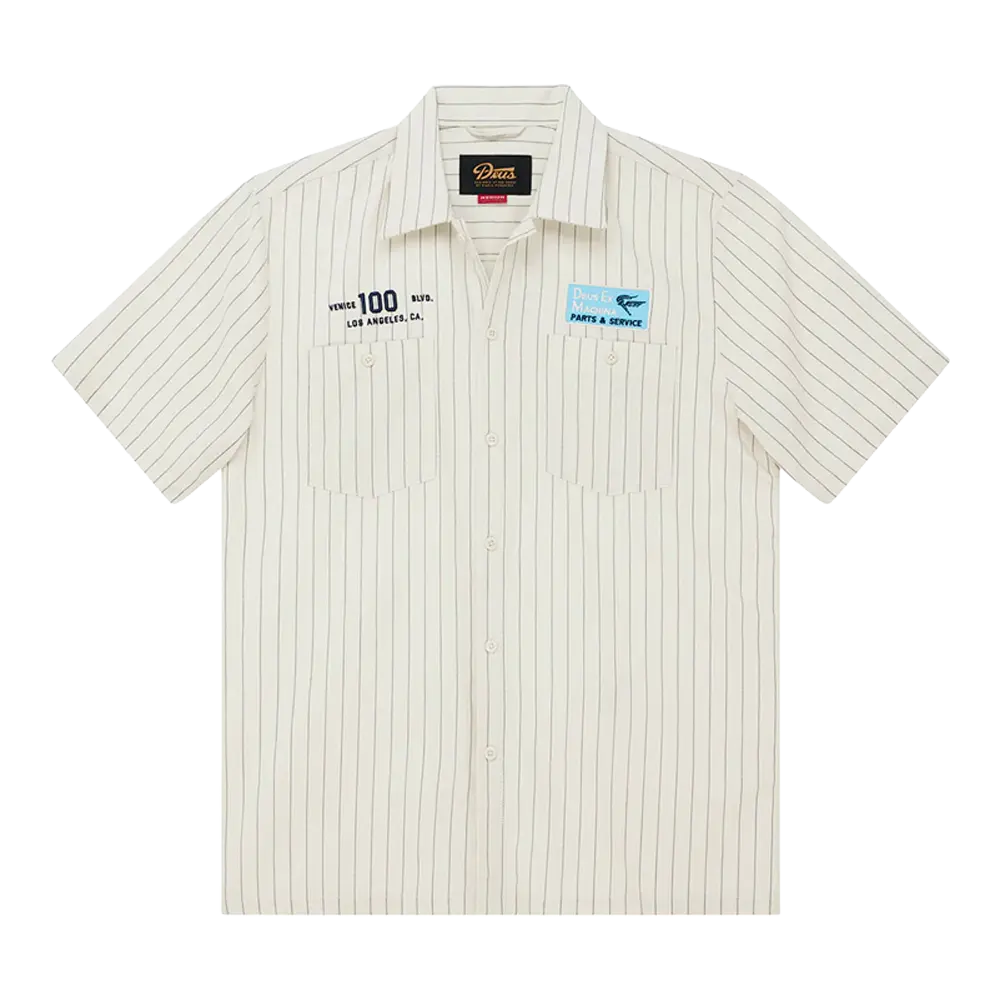 Deus Ex Machina - Chemises manches courtes - Forecourt stripe shirt beige Deus ex machina