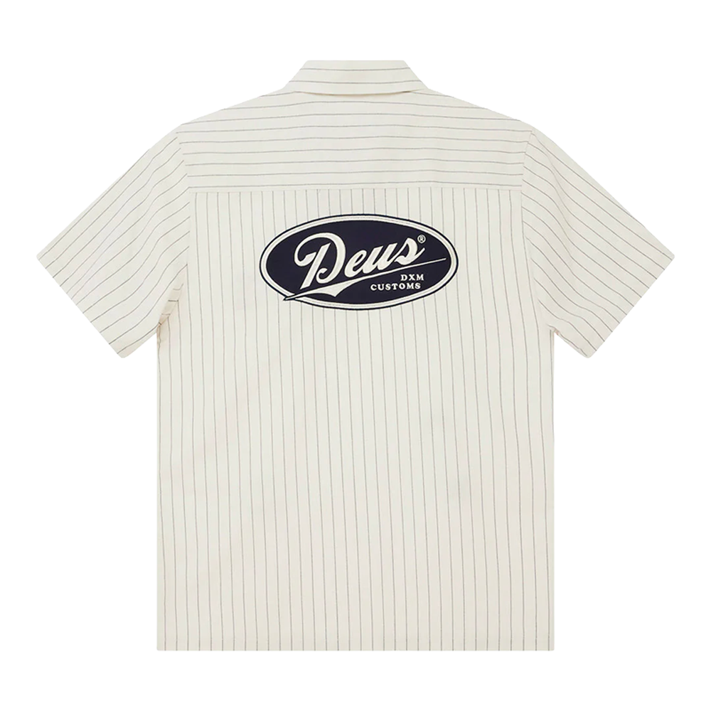 Deus Ex Machina - Chemises manches courtes - Forecourt stripe shirt beige Deus Ex Machina