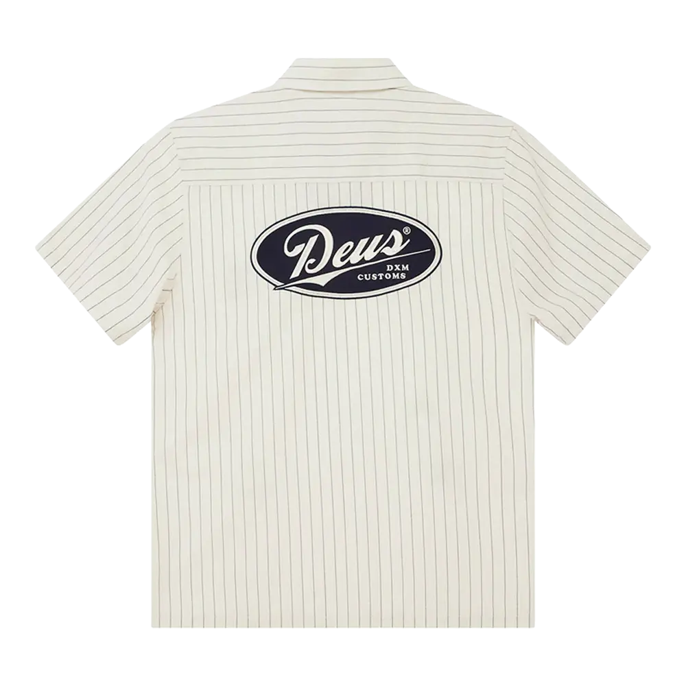 Deus Ex Machina - Chemises manches courtes - Forecourt stripe shirt beige Deus ex machina