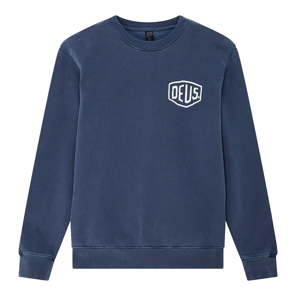 Deus Ex Machina - Sweats col rond - Shield garment dyed crew bleu Deus ex machina