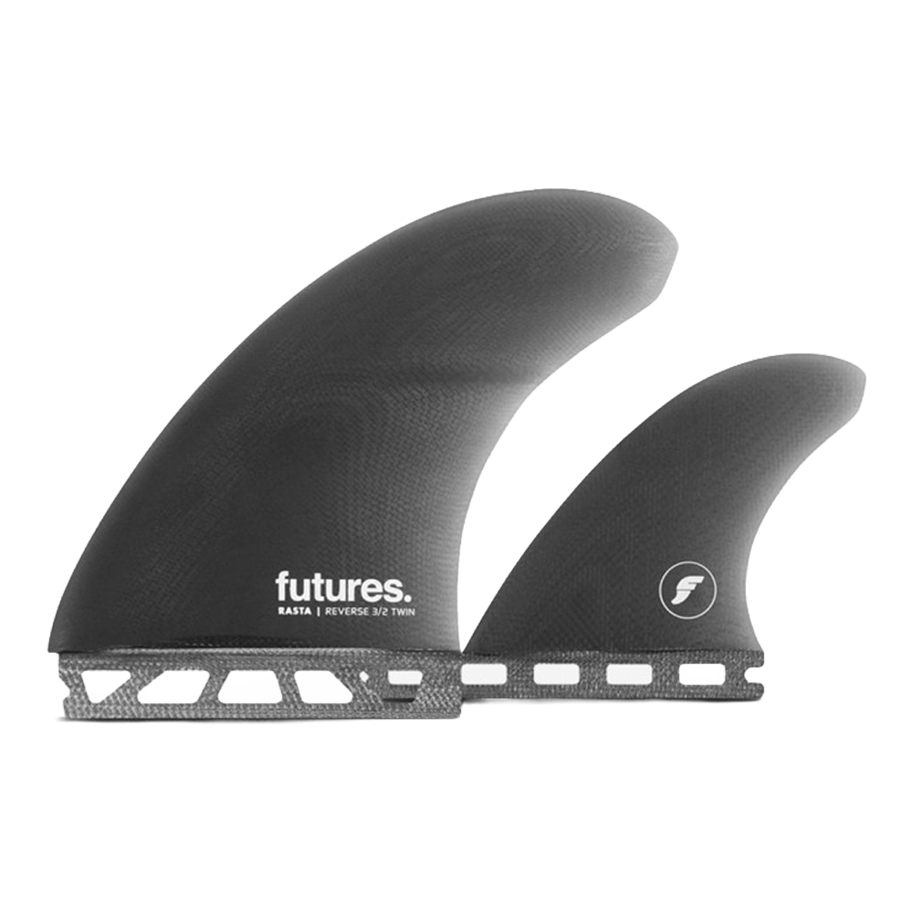 Futures - Ailerons Twin + 1 - Rasta 3/2 reverse Fibre de verre noir Viral surf