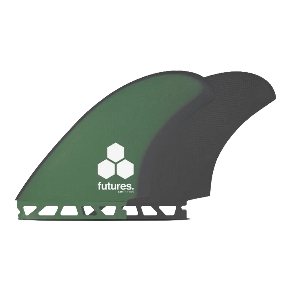 Futures - Ailerons Twins - BMT Britt Merrick Fibre de verre vert Viral surf