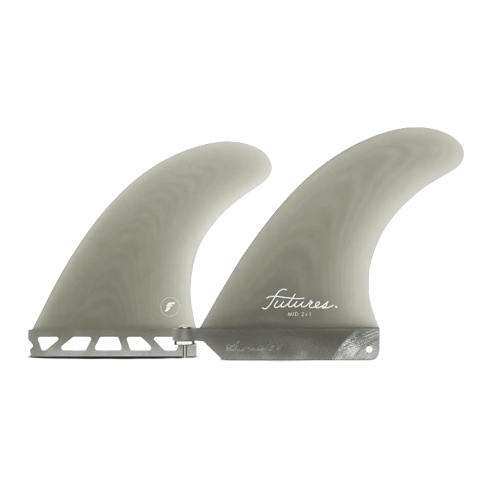 Futures - Ailerons Twins + 1 - Mid 2+1 Fibre de verre gris Viral surf