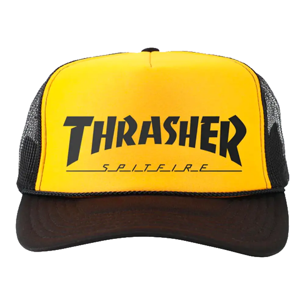 Thrasher - Casquettes - Spitfire Trucker noir gold noir V7 distribution