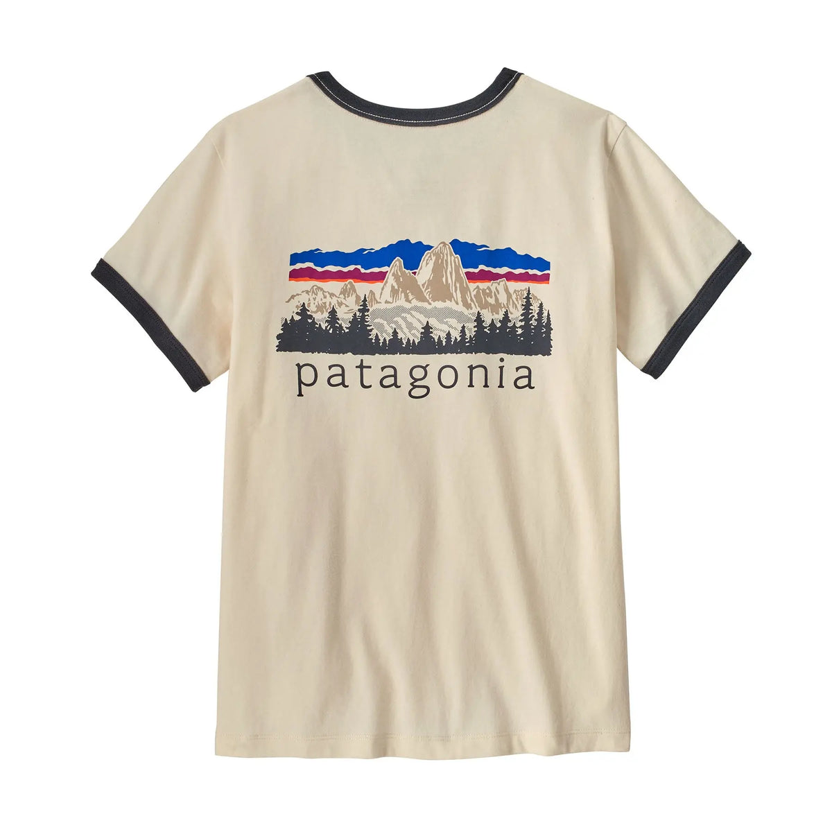 Patagonia - T-shirts - W's Fitz Roy Foothills Ringer Tee beige Patagonia Purpose Trust