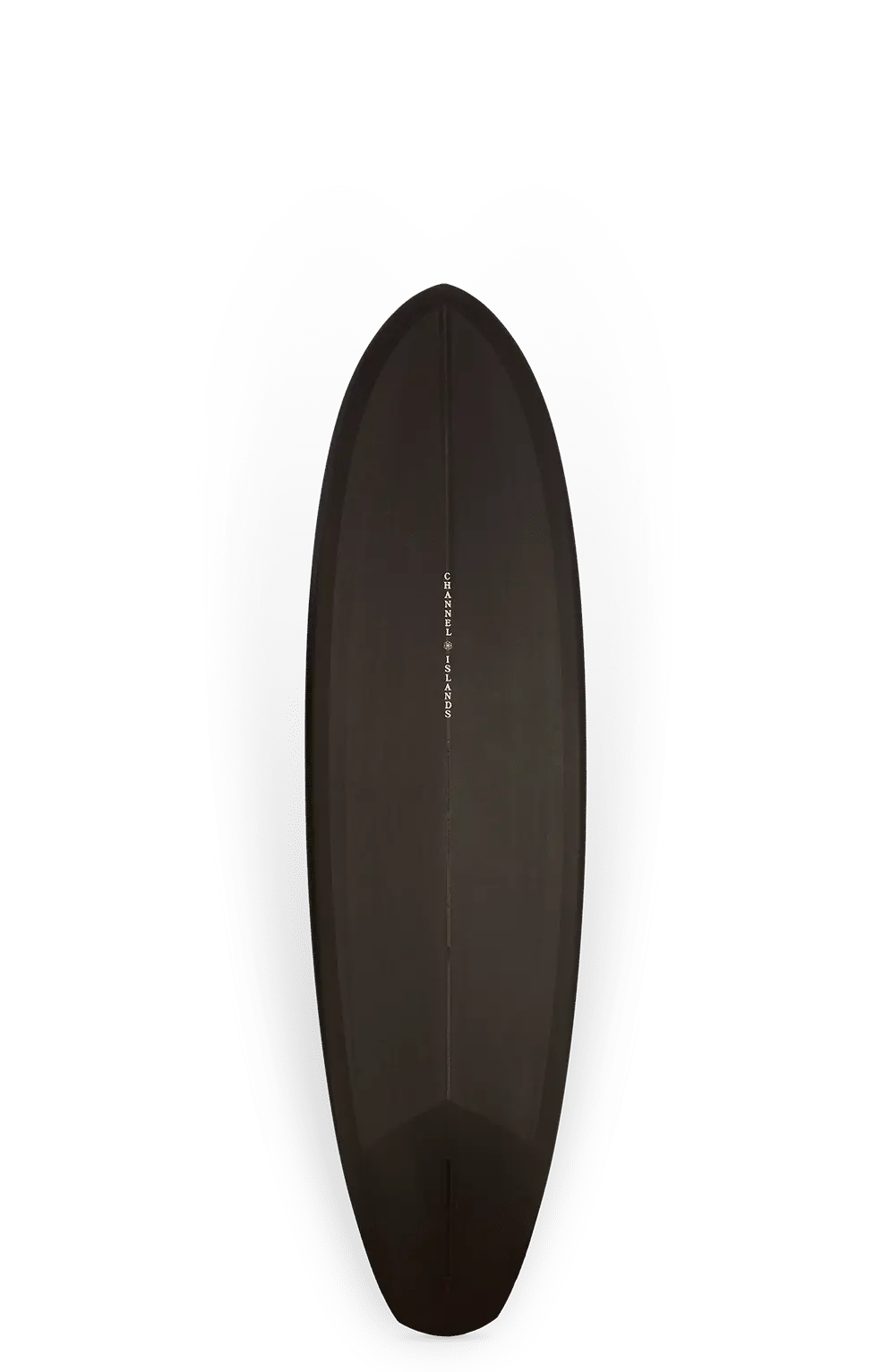 Shapers-Club- La planche de surf simple Tri Plane Hull (6'9" x 21 3/16" x 2 11/16" - 42,3L) présente un design élégant et moderne avec un look sombre et minimaliste sur fond dégradé en forme de pomme passant du noir au blanc. -surfshop-surfboard