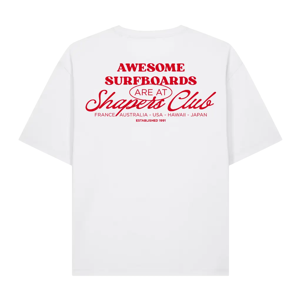 Shapers Club - T-Shirt Oversize - Awesome surfboards - Blanc - Face arrière