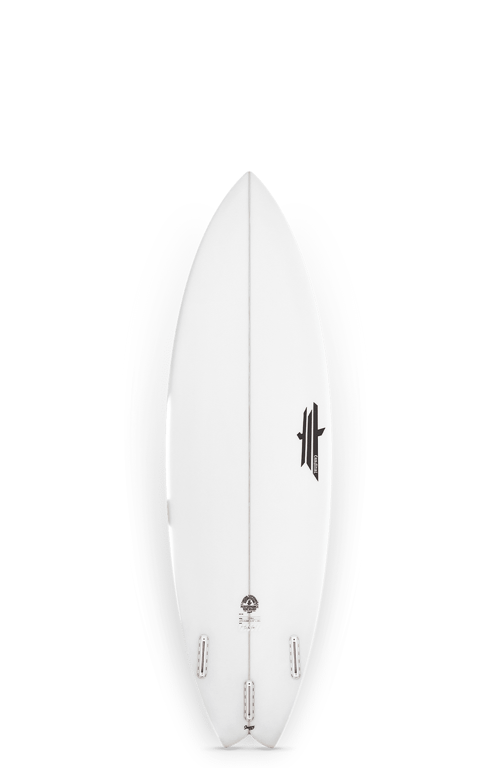Shapers-Club- Une planche de surf Workbreaker élégante en blanc, avec des boîtiers d'ailerons noirs et un logo discret près du centre, est présentée sur un fond uni. Mesurant 6'2" x 20" x 2 5/8", elle dispose d'un volume de 33,7 L, alliant style et fonctionnalité pour attraper les vagues sans effort. -surfshop-surfboard