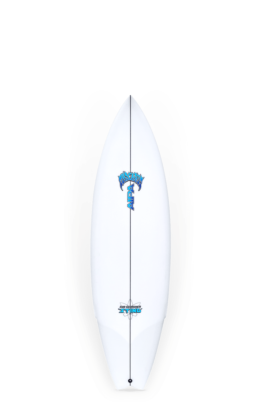 Shapers-Club- Le Lost x AIPA Sub Scorcher Sting, mesurant 6'2" x 21" x 2 7/8" avec un volume de 37 litres, est une planche de surf blanche conçue avec un nez pointu et élégant et affiche fièrement les logos emblématiques Lost x AIPA aux deux extrémités. Ce modèle allie performance et style pour chaque vague. -surfshop-surfboard