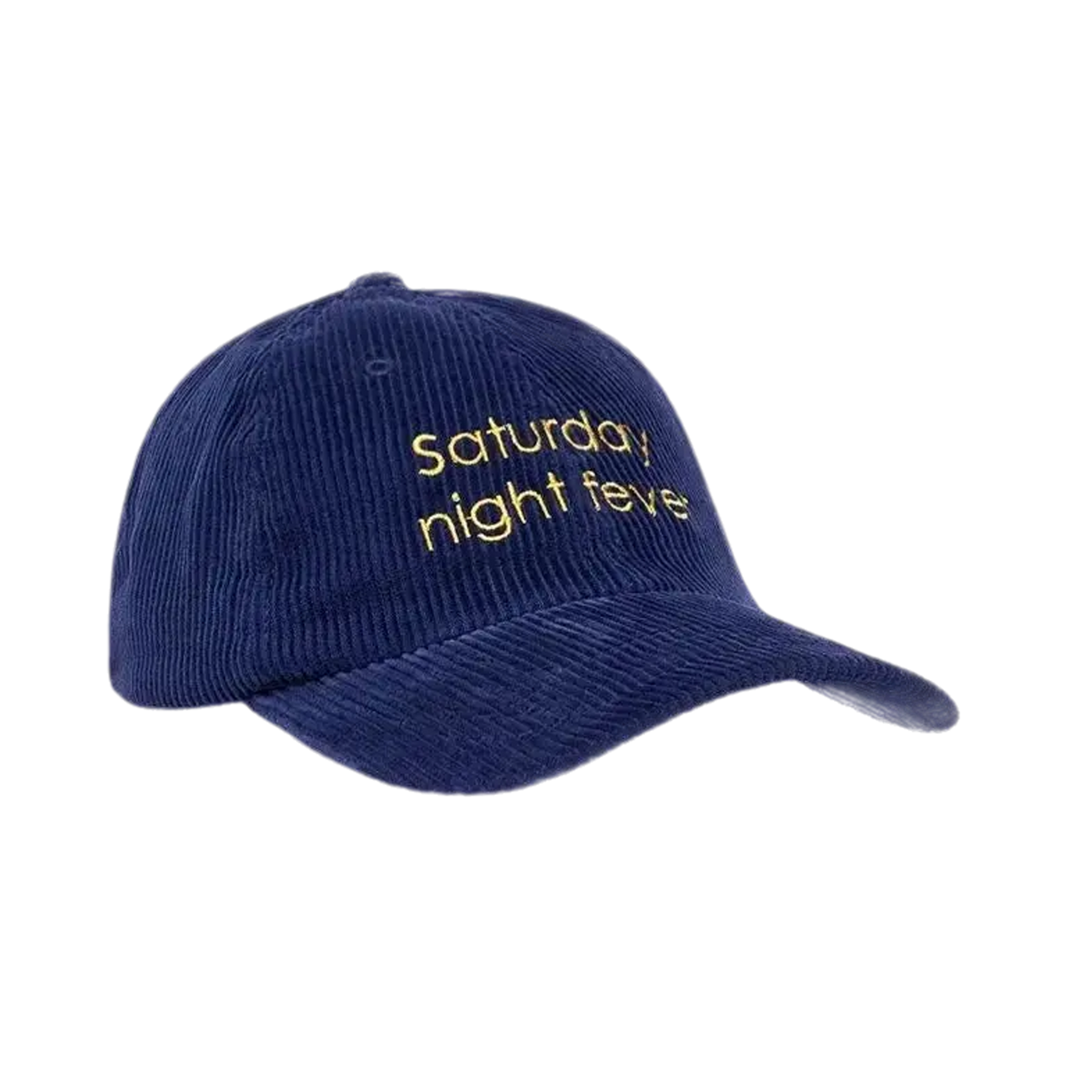 Surfshop blue corduroy cap - Shapers Club House with yellow Saturday Night Fever embroidery