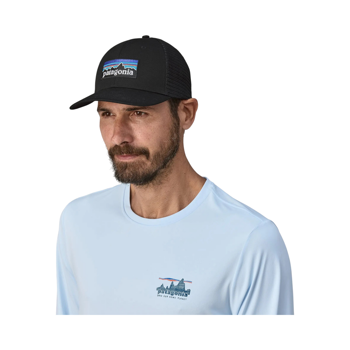 Patagonia P-6 Logo Black Trucker Cap - View 2