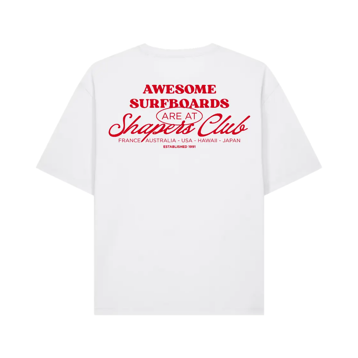 Shapers Club - Oversize T-Shirt - Awesome surfboards - White - Back side