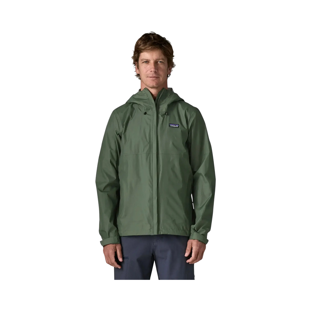 Patagonia M's Torrentshell 3L Rain Jkt green - Waterproof jacket on transparent background - Surfshop Shapers Club House, La Rochelle
