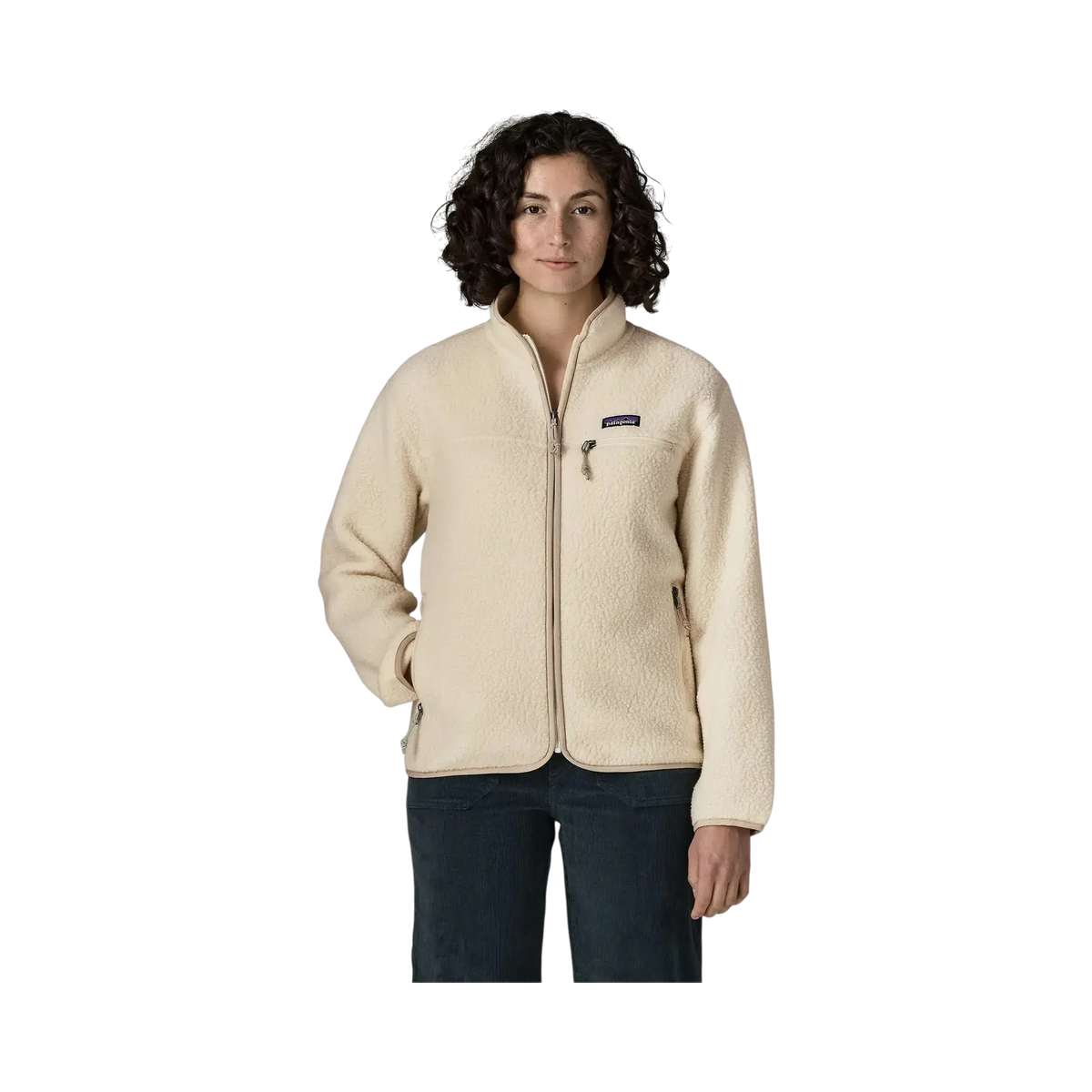 Patagonia W's Retro Pile Jkt beige - Sherpa jacket on transparent background - Surfshop Shapers Club House, La Rochelle