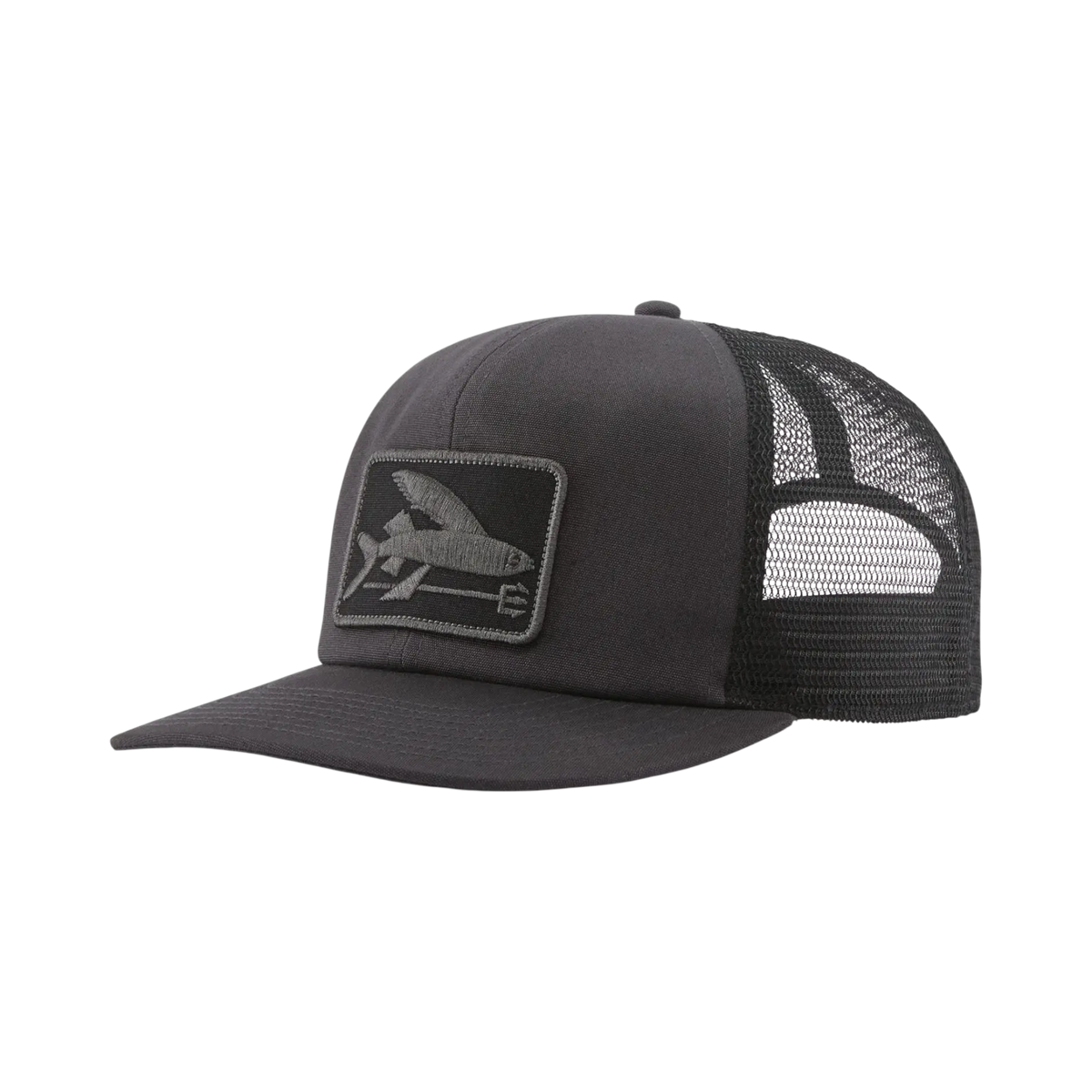 Black Patagonia Flying trucker cap Fish with breathable mesh, offered by Surfshop - Shapers Club House