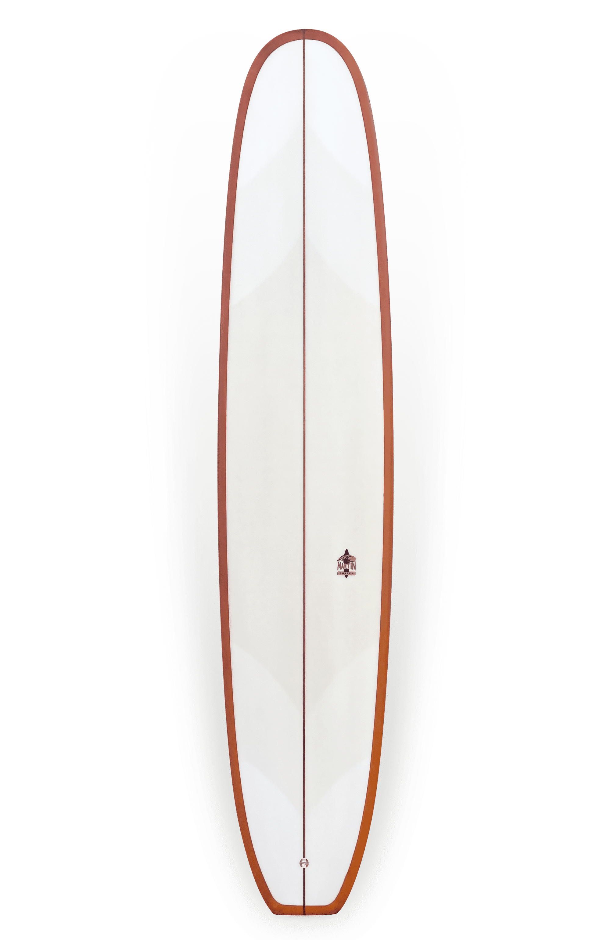 Shapers-Club- La planche de surf longboard Free Jane 9'4" x 23' 1/2" x 2' 7/8" est présentée, avec un pont blanc, des rails orange et une corde en bois au centre avec un petit logo Free Jane près du milieu. Son design épuré et simple met en valeur le style de tout amateur de surf. -surfshop-surfboard
