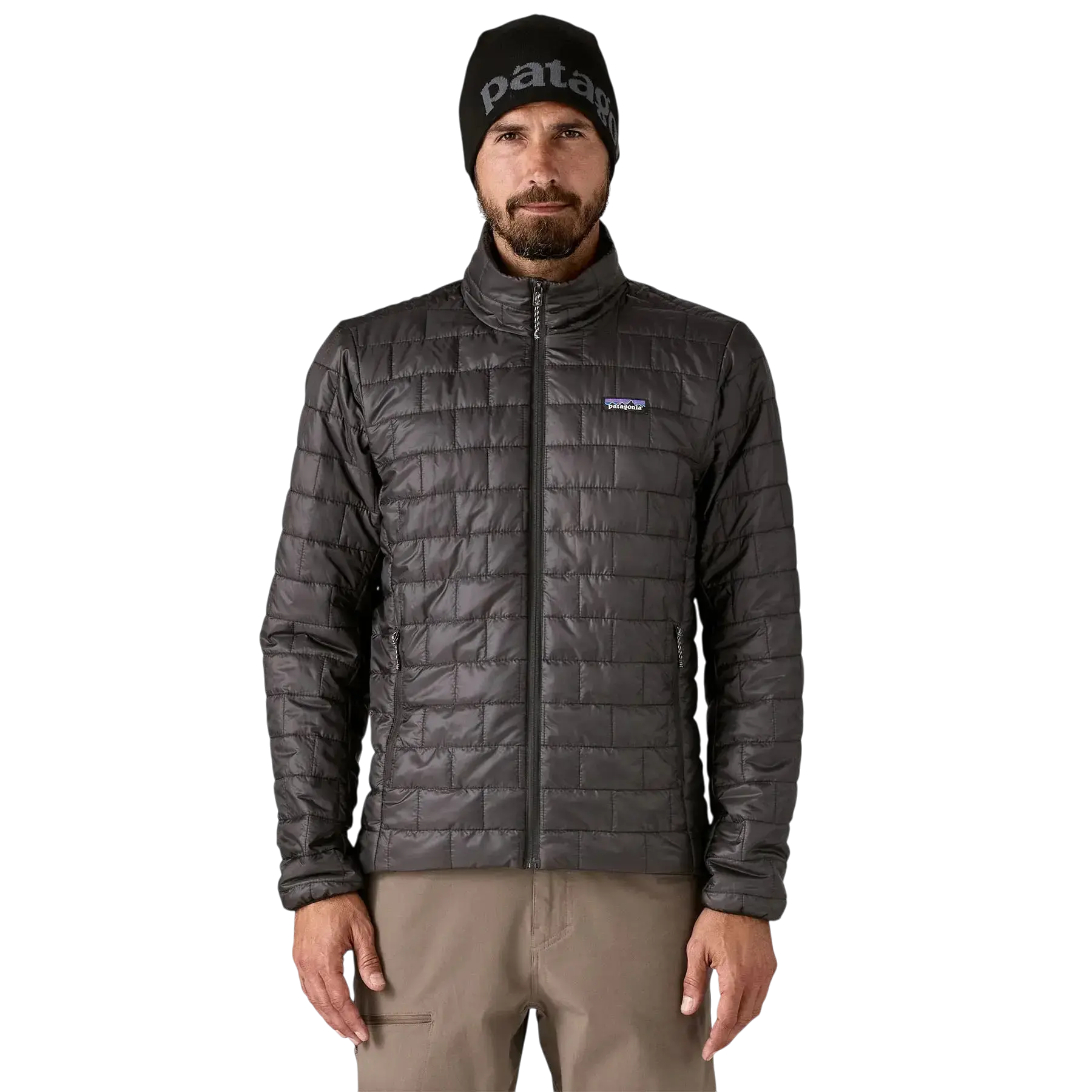 Patagonia M's Nano Puff Jkt noir - Veste isolante sur fond transparent - Surfshop Shapers Club House, La Rochelle