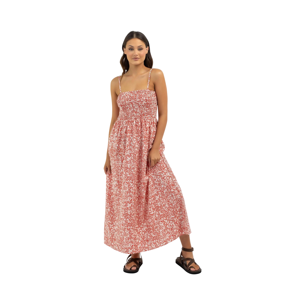 ISLANDER FLORAL SHIRRED MIDI DRESS S / US 28 / EU 38 MULTI COULEURS - photo 2
