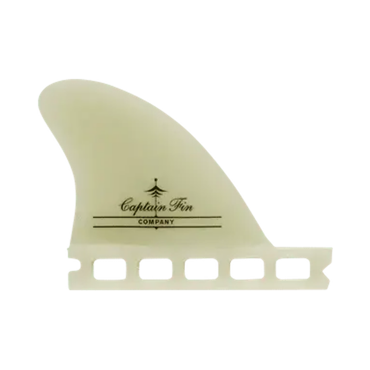 Shapers-Club- Aileron de planche de surf blanc de la Captain Fin Company, le « Josh Hall SB (Single Tab) », est doté d'une petite ancre et de la signature de Josh Hall. Il présente une forme légèrement incurvée avec une base transparente pour une fixation facile à l'aide d'une seule languette. -surfshop-surfboard