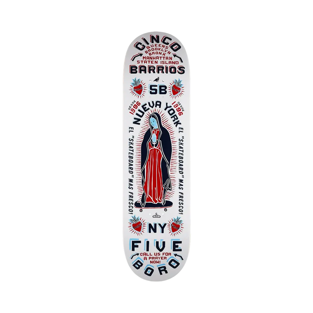 5Boro - Decks skate - Cinco Barrios white V7 distribution