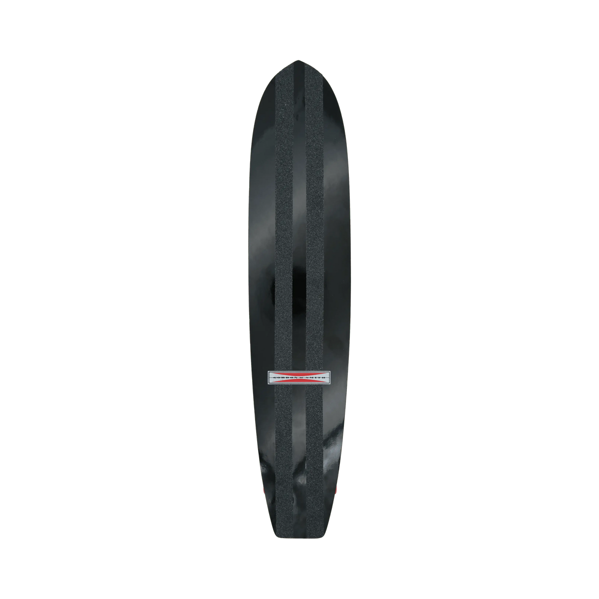 Shapers-Club- The Gordon & Smith 28" Black SurfSkate features an elegant and minimalist design with two parallel handle lines and a discreet logo near the center. -surfshop-surfboard