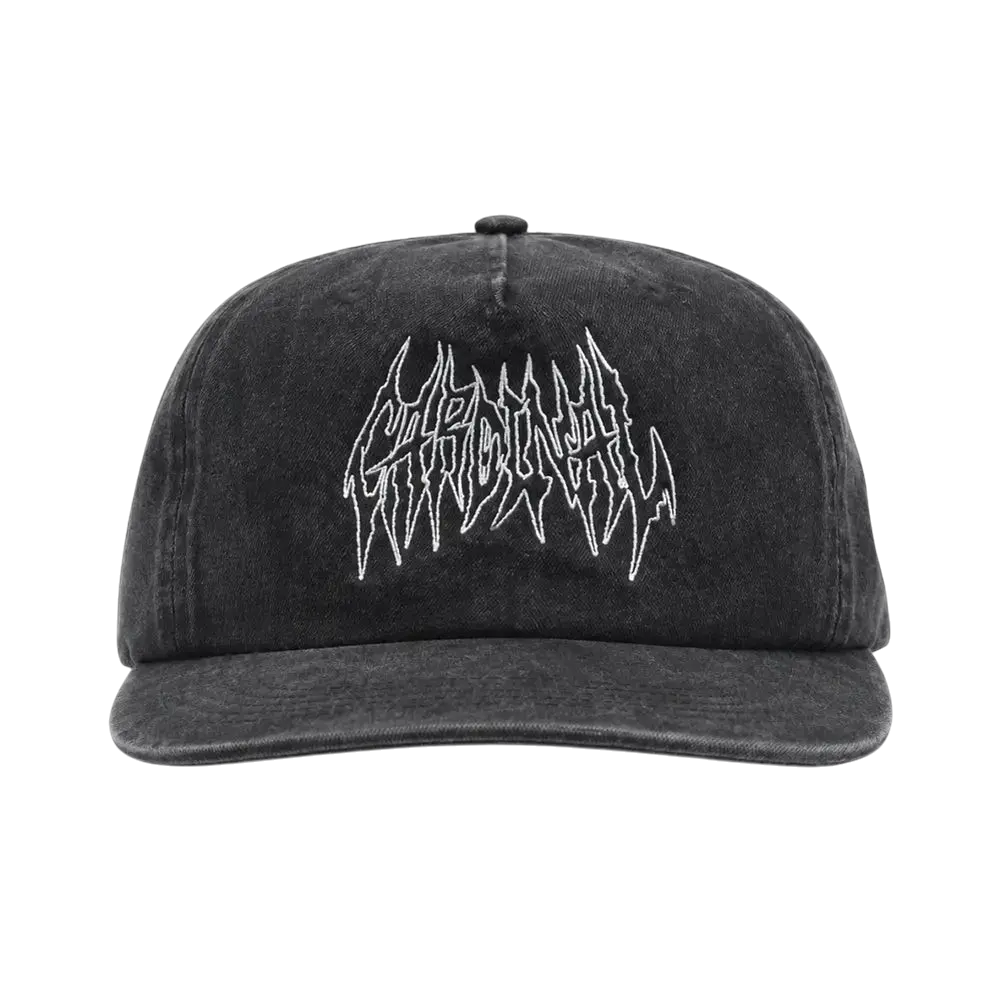 Casquette Surfshop - Shapers Club House Cardinal en coton bio noir délavé avec logo Hardcore blanc brodé