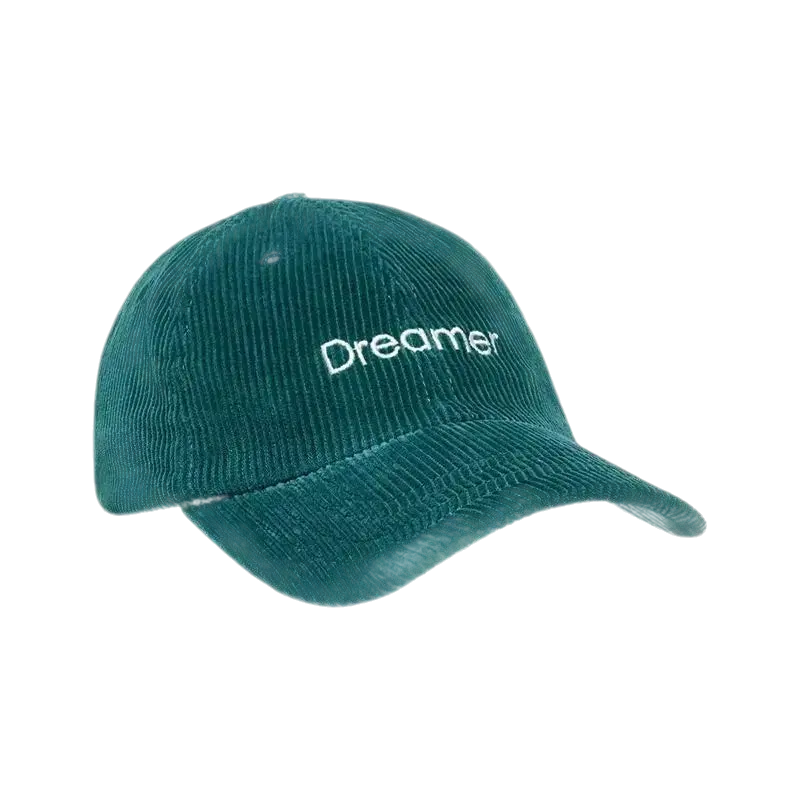 Casquette Surfshop - Shapers Club House Dreamer en velours côtelé vert avec broderie blanche sur le devant