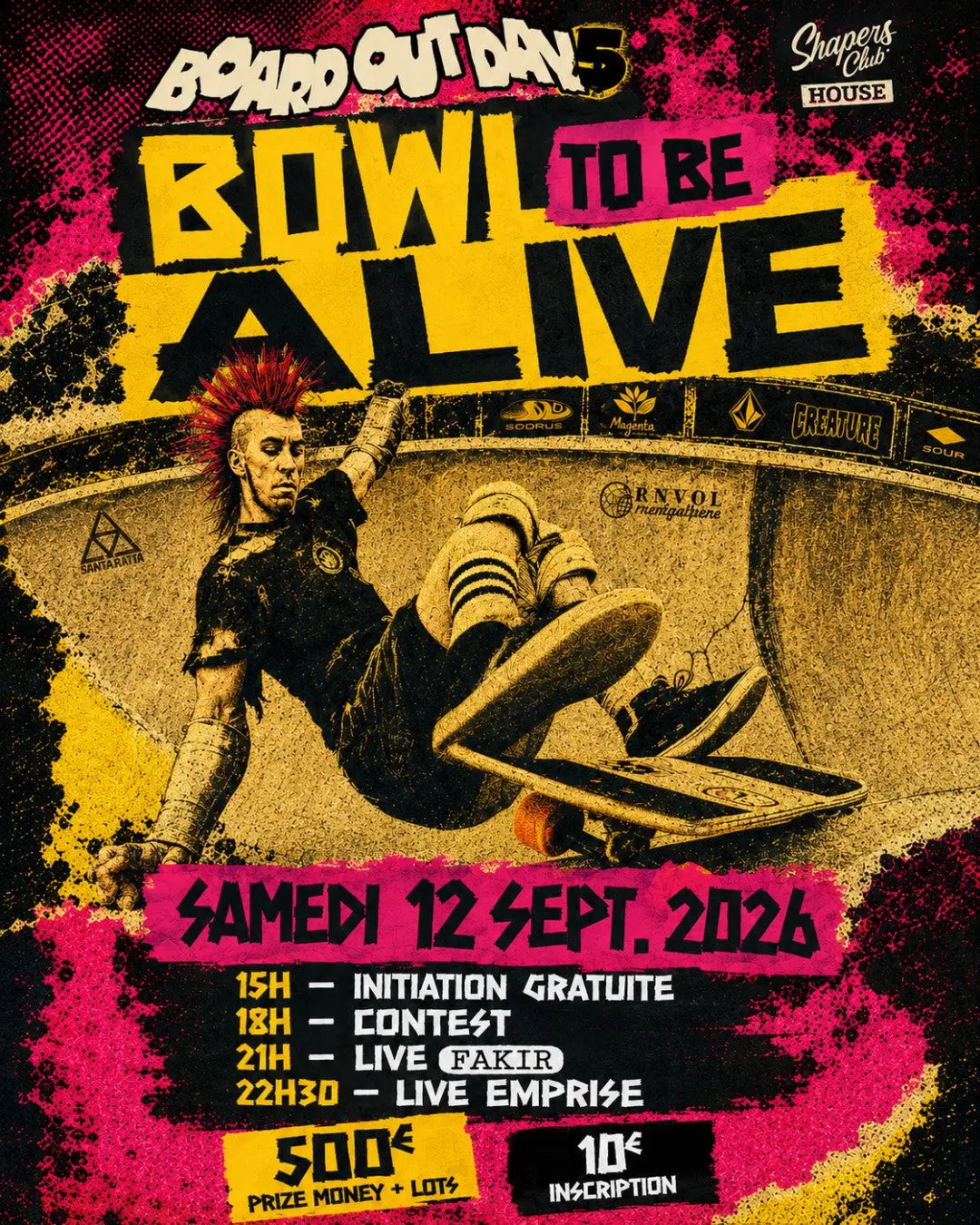 Affiche Bowl To Be Alive, compétition de skate au Shapers Club