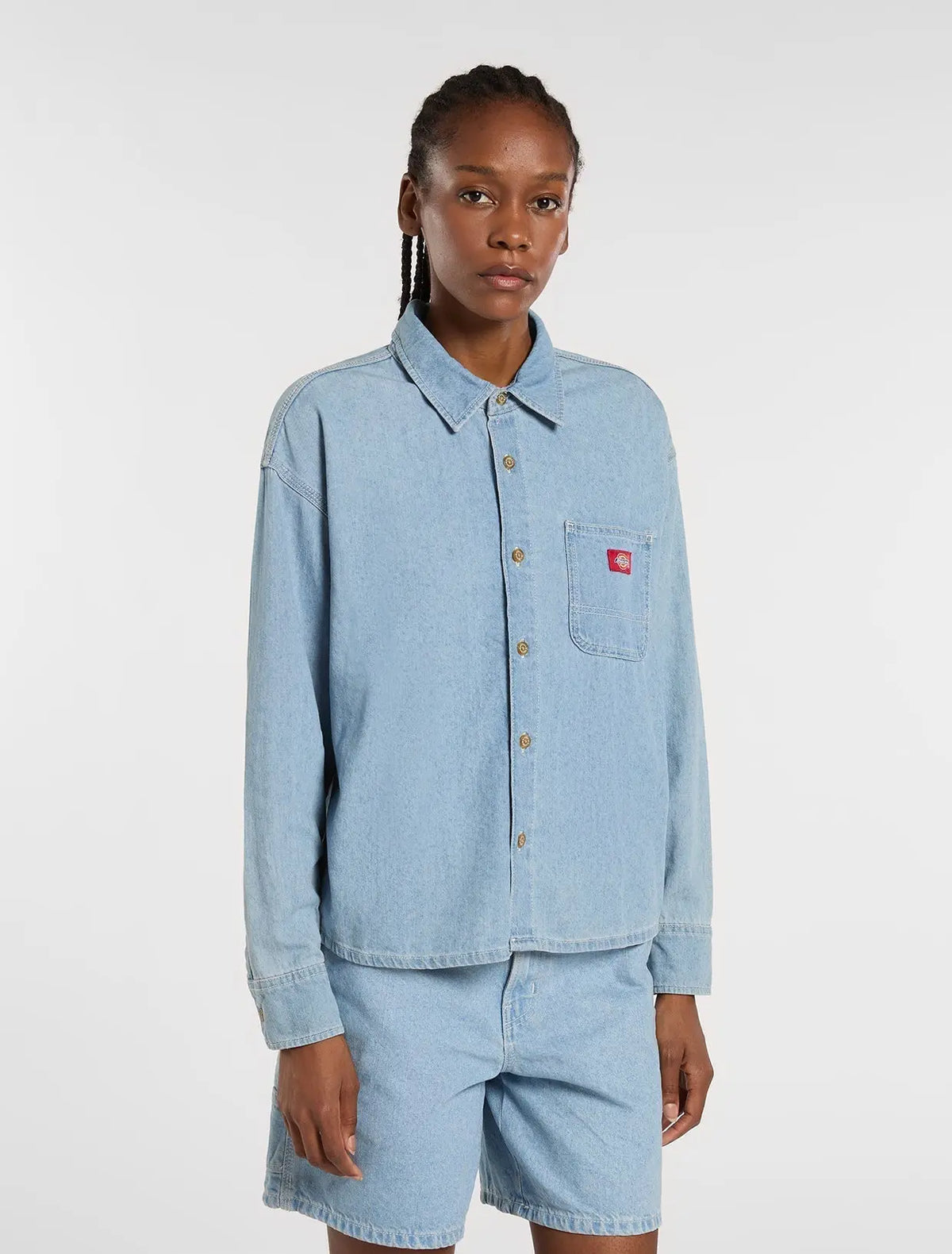 Dickies - Femme - Chemises - Lw denim shirt ls w - Bleu Vintage - photo 1