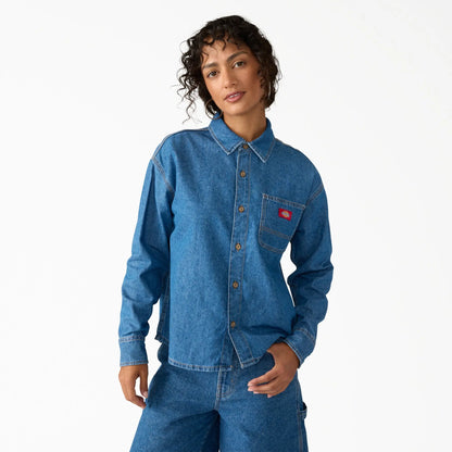 Dickies - Femme - Chemises - Lw denim shirt ls w - Bleu classique - photo 1