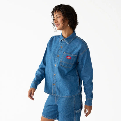 Dickies - Femme - Chemises - Lw denim shirt ls w - Bleu classique - photo 3