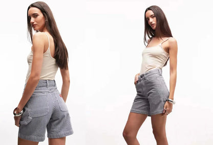 Dickies - Femme - Shorts - 7 inch hickory carpenter - Bleu - photo 3