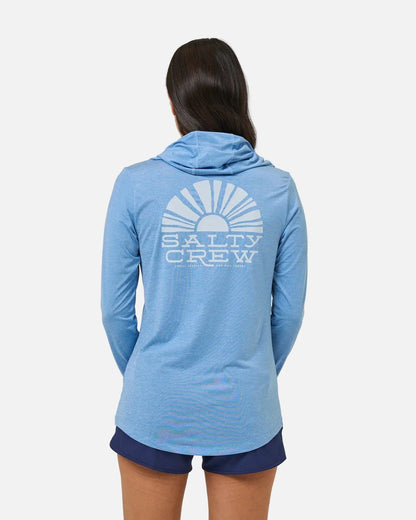 Salty crew - T-shirts manches longues - Sunshine hodded sunshirt bleu - photo 2