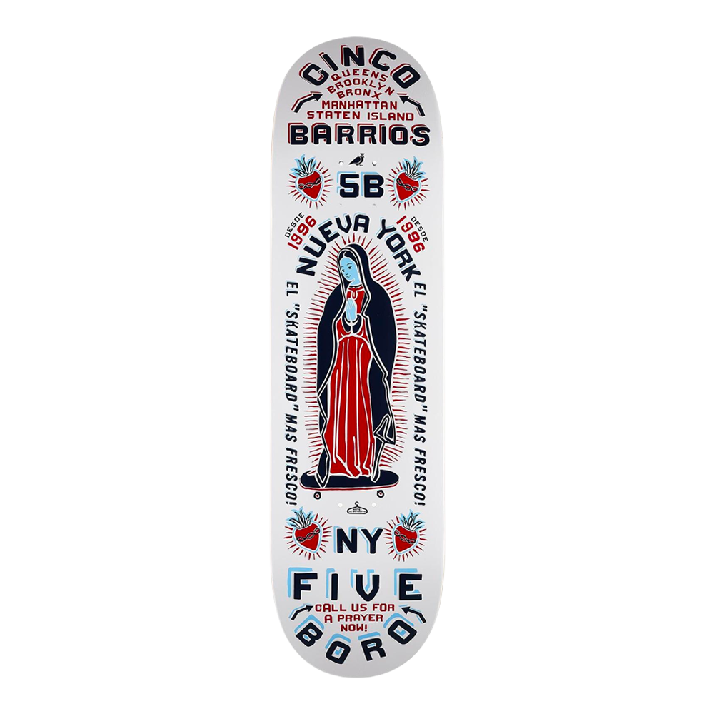 5Boro - Decks skate - Cinco Barrios blanc V7 distribution