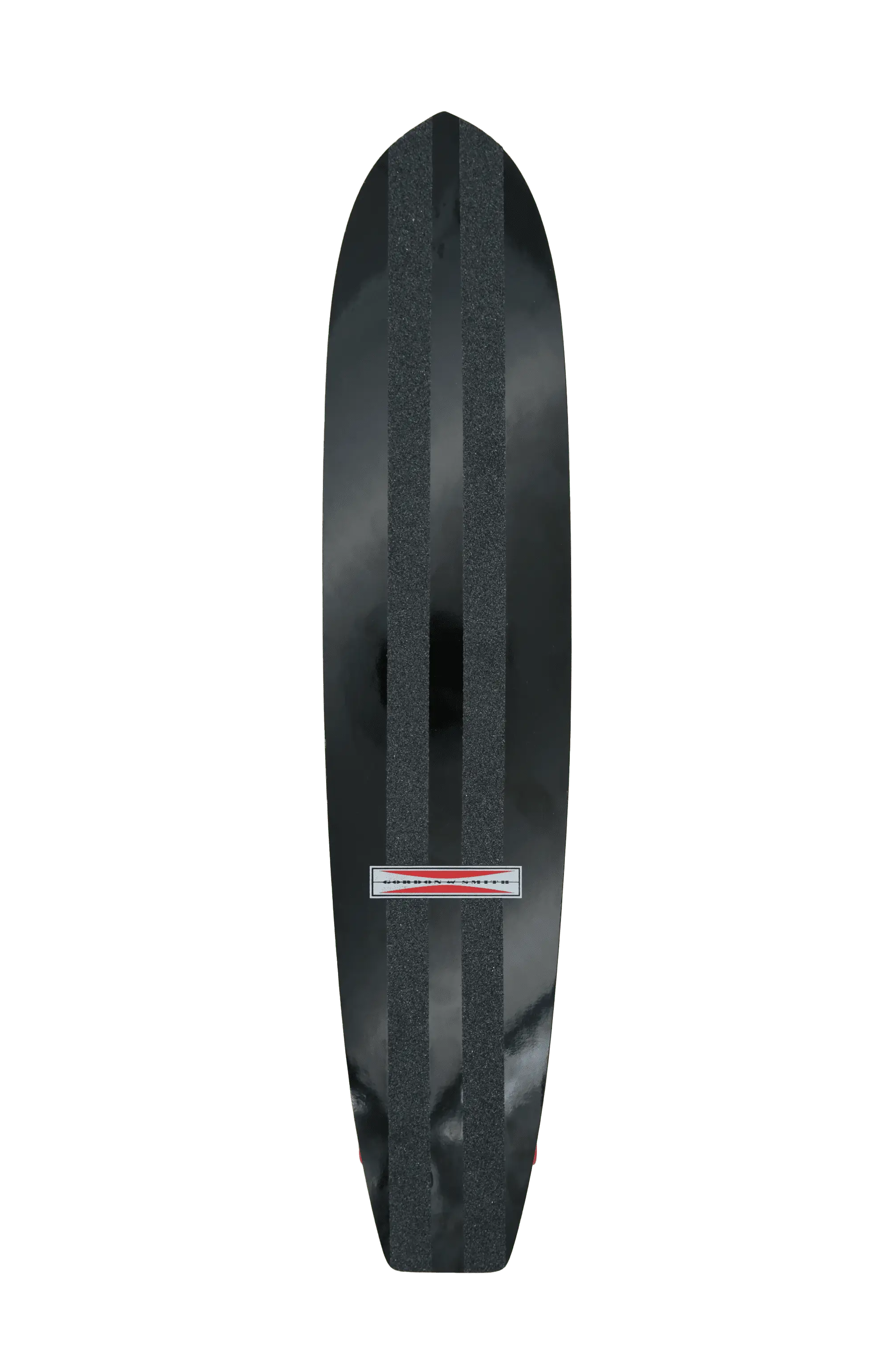 Shapers-Club- Le SurfSkate complet Gordon & Smith 28" en Noir présente un design élégant et minimaliste avec deux lignes de poignée parallèles et un logo discret près du centre. -surfshop-surfboard