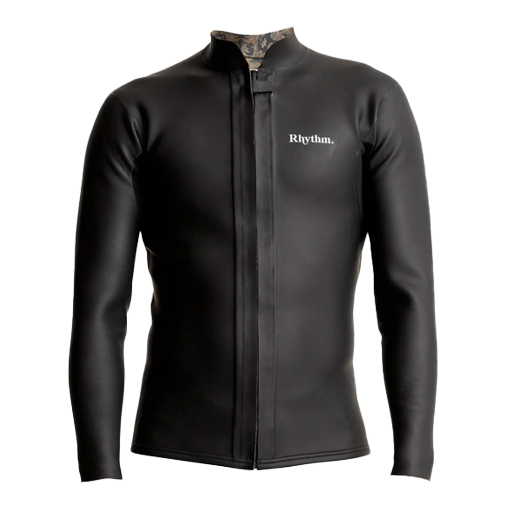 Rhythm - Top néoprène homme - Classic veste retro front zip noir