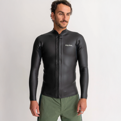 Rhythm - Top néoprène homme - Classic veste retro front zip noir