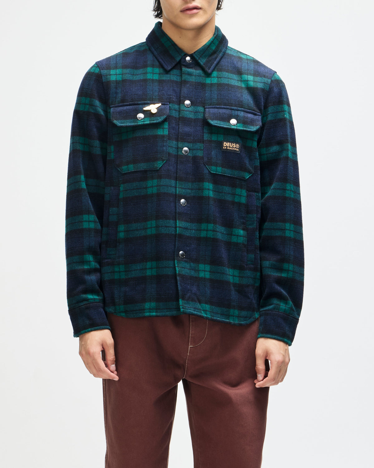 Chemise à carreaux Maxwell verte Deus Ex Machina, mélange laine – vue 1