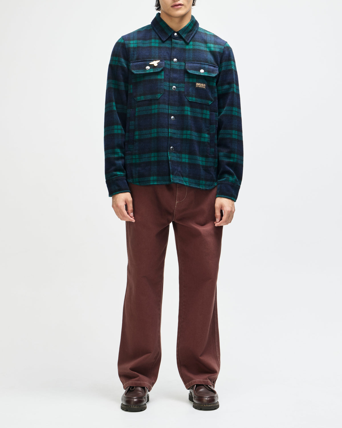 Chemise à carreaux Maxwell verte Deus Ex Machina, mélange laine – vue 5