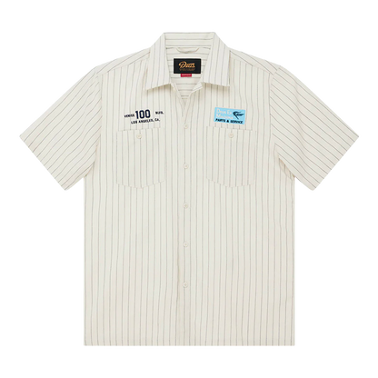 Deus Ex Machina - Chemises manches courtes - Forecourt stripe shirt beige Deus Ex Machina