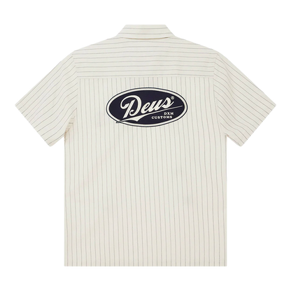 Deus Ex Machina - Chemises manches courtes - Forecourt stripe shirt beige Deus Ex Machina