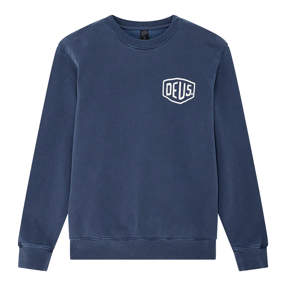Deus Ex Machina - Sweats col rond - Shield garment dyed crew bleu Deus Ex Machina