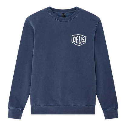 Deus Ex Machina - Sweats col rond - Shield garment dyed crew bleu Deus Ex Machina