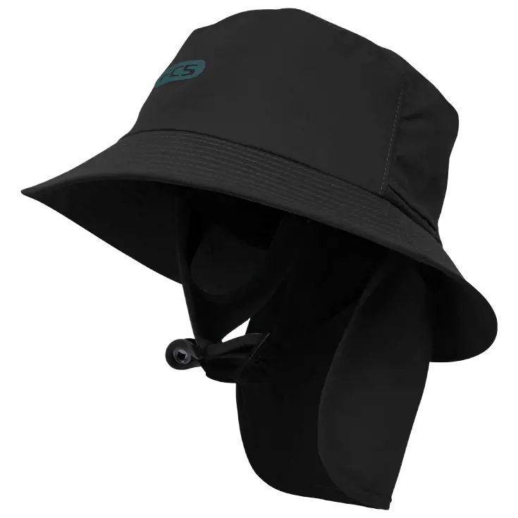 FCS II - Wet Hat - Essential Surf Bucket Hat Black/Teal XL Noir Surf Hardware International